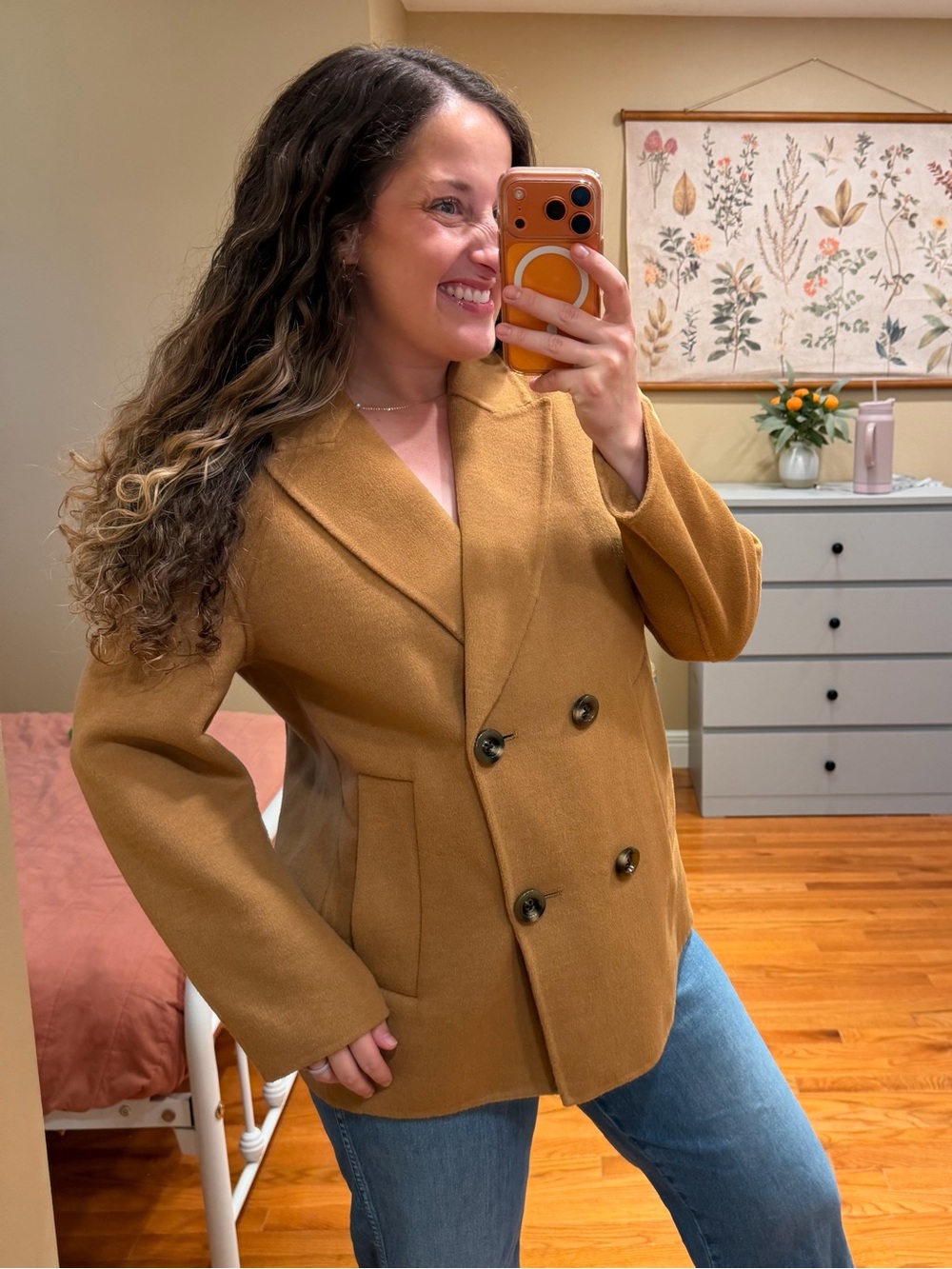 NWT Boden RARE Womens Double-Breasted Wool-Blend Coat - Camel 8P